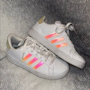 Adidas White Sneakers with Iridescent Accents